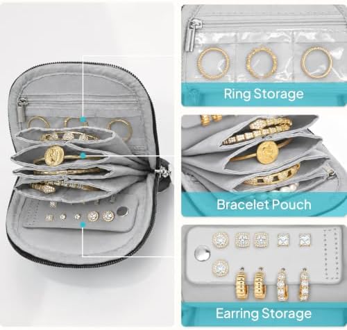 TOPEAST Quilted Travel Jewelry Case for Women, Puffer Jewelry