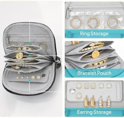 TOPEAST Quilted Travel Jewelry Case for Women, Puffer Jewelry