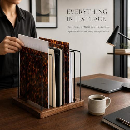 ZICOTO Stylish File Organizer for Desk - Premium Wooden Document