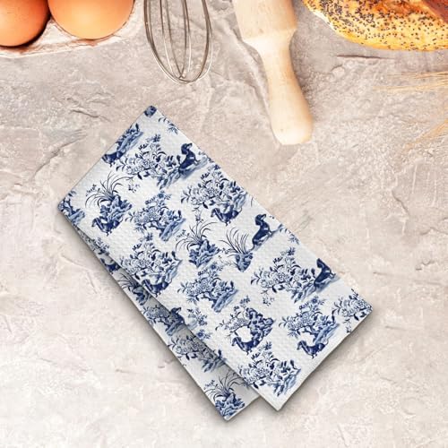 Chinoiserie Dachshund Kitchen Towels, Weiner Dog Gifts for Women Dish