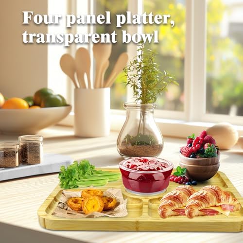 cutesun Rectangular Charcuterie Board with Dome, 16'' Bamboo Cake