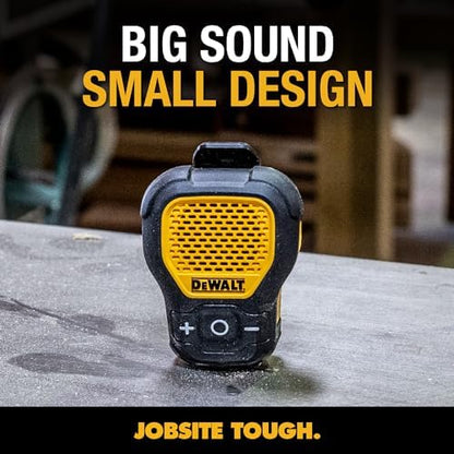 DEWALT Mini Wearable Bluetooth Speaker, Clip-On Jobsite Pro (Yellow)