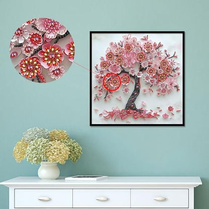 LazyFold Diamond Painting Art Kit, DIY Sakura Tree 5D Special Shape