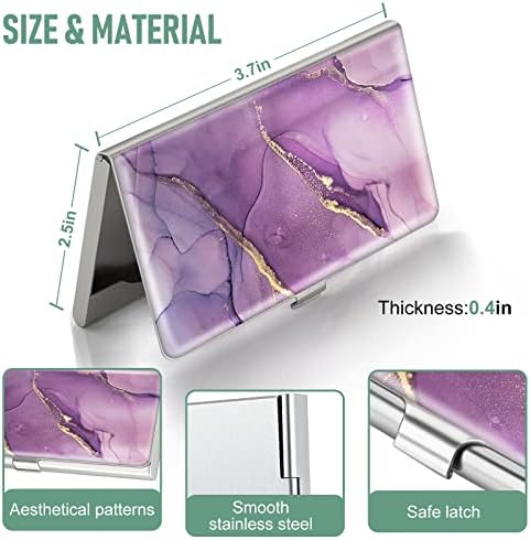 Swooflia Business Card Holder Case Wallet for Women Metal Purple