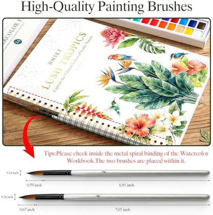 Watercolor Workbook for Beginners,18 Tropics Rainforest Watercolor