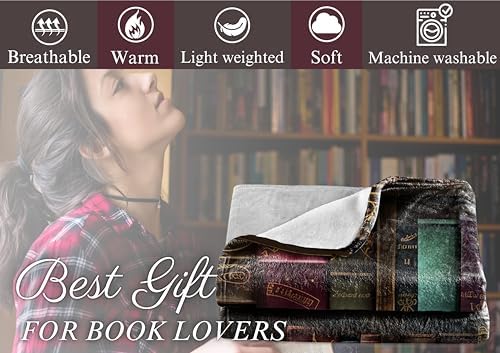 Huglanket Book Lovers Gifts, Throw Blanket for Bookish, 50" x 65"
