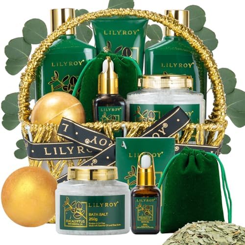 Eucalyptus Spa Bath Gifts Set, 9Pcs Premium Spa Gift Basket for Women