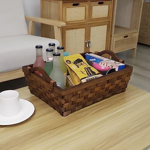 Kingwillow Rectangular Empty Wicker Gift Basket Wicker Tray