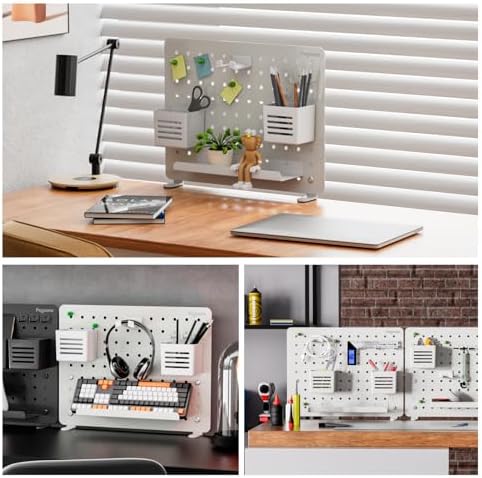 PEGZONE Clamp on Desk Pegboard, 16.5" x 12.6", with 10 Accessories