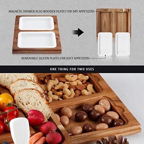 hecef Cheese Board Set Acacia Wood - Large Charcuterie Board with