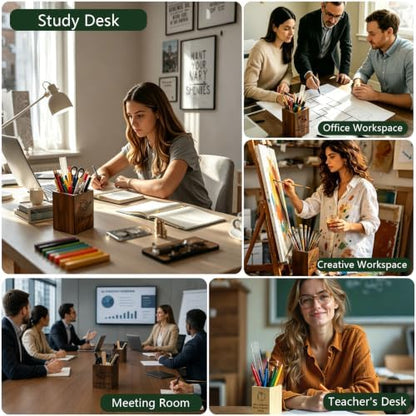 QYH Personalized Pen Holder for Desk, Wooden Pencil Holder Teacher