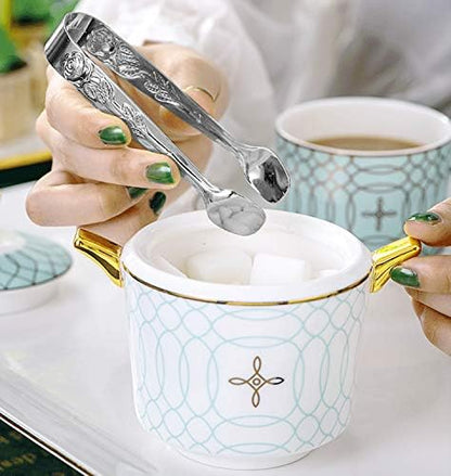 HINMAY 6PCS Mini Serving Tongs 4-Inch Small Rose Sugar Cube Tongs