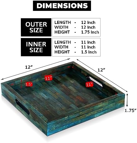 Handicrafts Home Verdigris Bone Inlay Decorative Ottoman Serving
