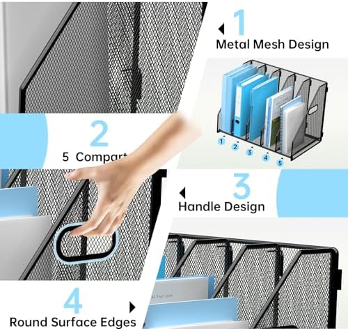 MINDEPOT Desk File Organizer Folder Holder with 5 Vertical for Office