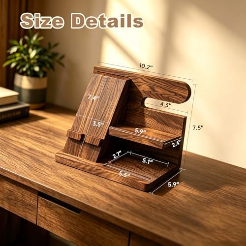 Gifts for Men Wood Phone Docking Station Birthday Gift for Men