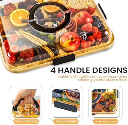 Portable Charcuterie Board with Clear Lid, Cheese & Snack Tray