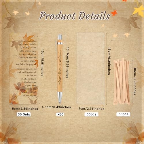 Epakh 50 Sets Thanksgiving Gifts Bulk, Fall Pens with Cards, Retro
