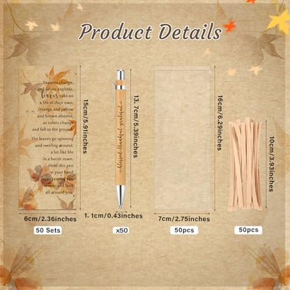 Epakh 50 Sets Thanksgiving Gifts Bulk, Fall Pens with Cards, Retro