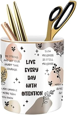 Cute Desk Pencils Pen Holder, Pencil Cup Holder for Desk, Ceramic