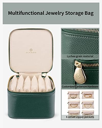 VLANDO Travel Jewelry Organizer with 6 Clear Velvet Zipper