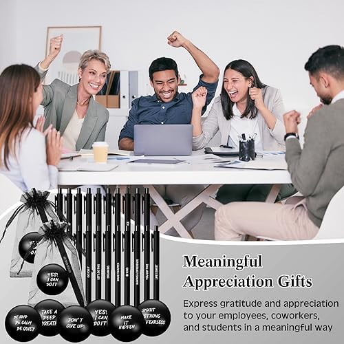 Yeaqee 30 Set Motivational Balls Bulk for Adults Relief Gifts, Black