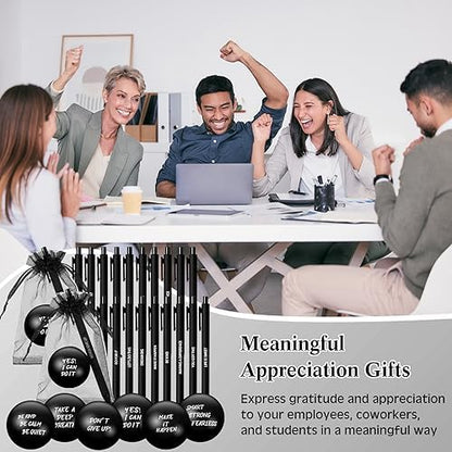 Yeaqee 30 Set Motivational Balls Bulk for Adults Relief Gifts, Black