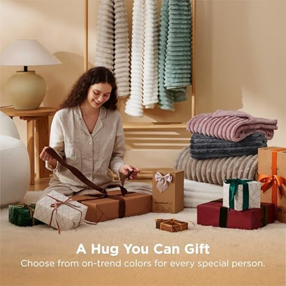 Bedsure Soft Beige Throw Blanket for Couch Decor Gifts 50"x70"