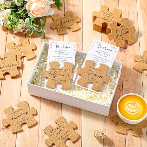 Hushee 20 Pcs Puzzle Coasters Appreciation Gifts, 10 Styles