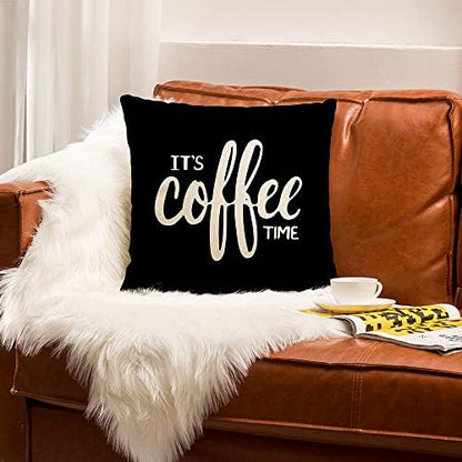 Ogiselestyle It's Coffee Time Motivational Sign Cotton Linen Home