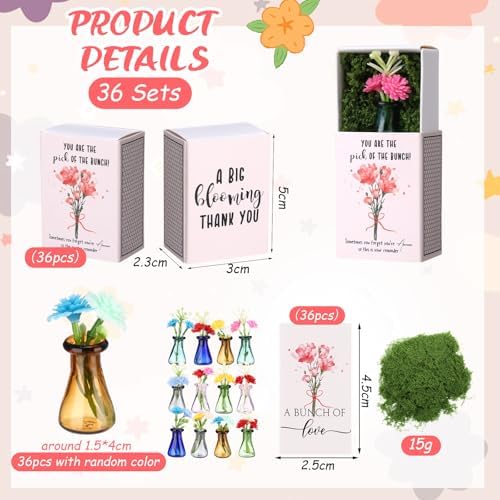 Wonderjune 12 Sets Mini Flower Thank You Gifts Bulk for Women, Mix