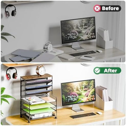Simple Trending 8-Tier Desk File Organizer for Office, Home or School