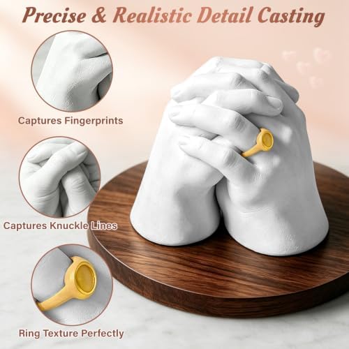 Hand Casting Kit for Couples, Families & Kids with Wood Base