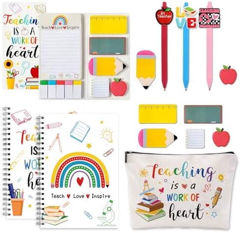 6 Pcs Teacher Appreciation Gifts Pens Sticky Notes A5 Spiral Notebooks