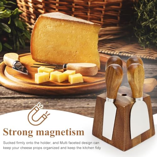 9 Pack Cheese Knives with Holder Acacia Wood Charcuterie Board