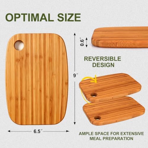 2 Pcs Small Bamboo Cutting Boards Set for Kitchen with Hanging
