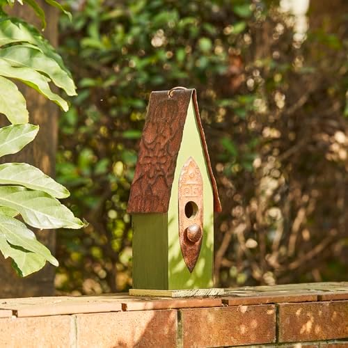 Glitzhome Vintage Hanging Birdhouse - Green Distressed Solid Wood
