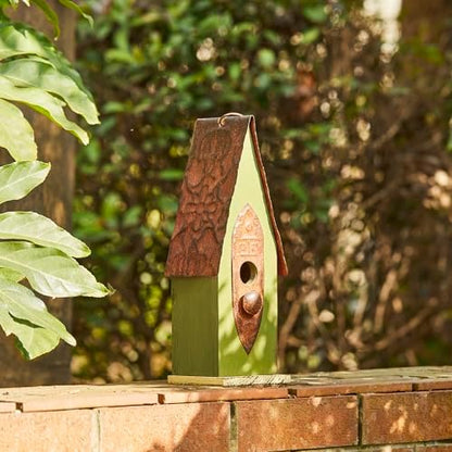Glitzhome Vintage Hanging Birdhouse - Green Distressed Solid Wood