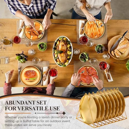 Nuogo 20 Pcs 6.5 Inch Gold Stainless Steel Plates, Metal Serving Tray