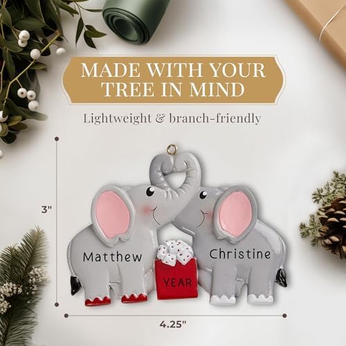 Personalized Couple Ornament 2026 for Family of 2, Elephants