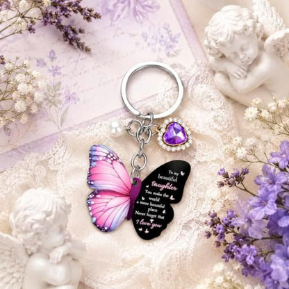Daughter Gifts from Mom Daughter Gifts Purple Butterfly Keychains