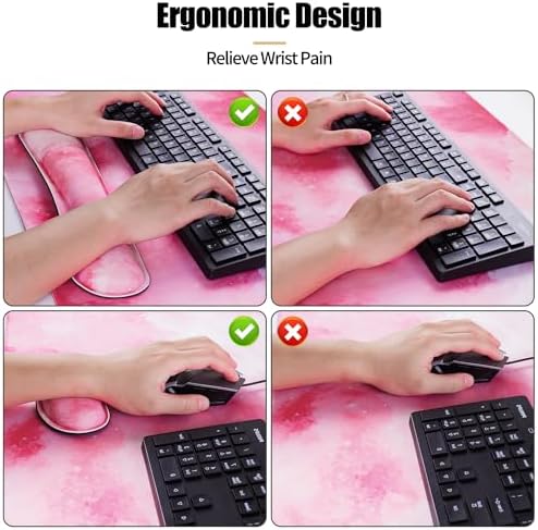 Bloss Clouds Mouse Pad and Keyboard Wrist Rest, 4-in-1 Desk Mat, Cute