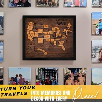 flinelife USA Landmarks Travel Map, 13x11, Wooden USA Map Puzzle