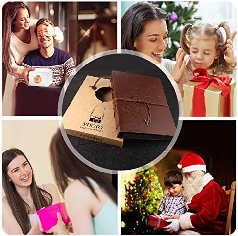 ThxMadam Leather Scrapbook Album 60 Pages Vintage Love Photo Album,11