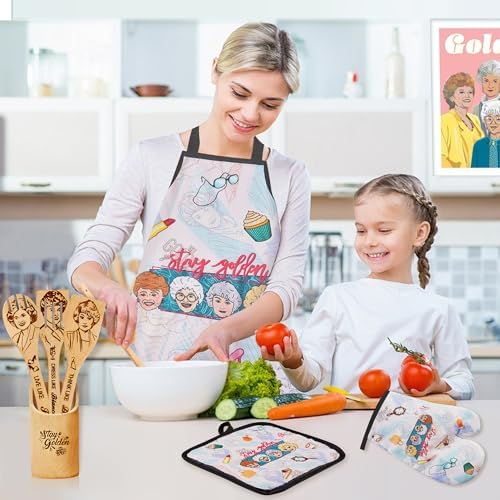 Golden Gifts for Women,Kitchen Utensils Set,Golden Wooden Cooking