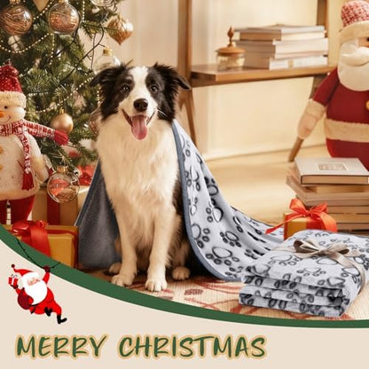 Luciphia Fluffy Paw Print Dog Blanket Large/Medium/Small, Soft Fleece