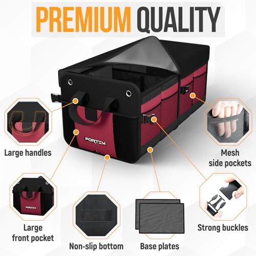 FORTEM Trunk Organizer - Collapsible Car Organizer & Storage Bag for