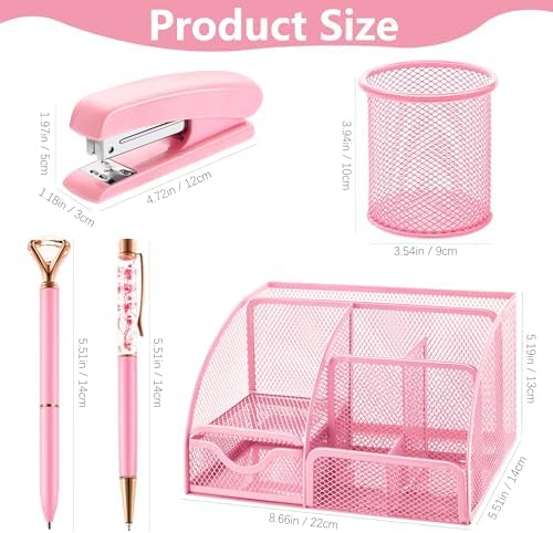 Fayoo 11 Pcs Pink Office Supplies Set Mesh Desk Organizer Accessories