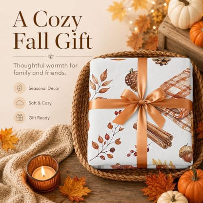 Aipon Fall Maple Leaf Pumpkin Coffee Scarf Throw Blanket 50 x 60 Inch