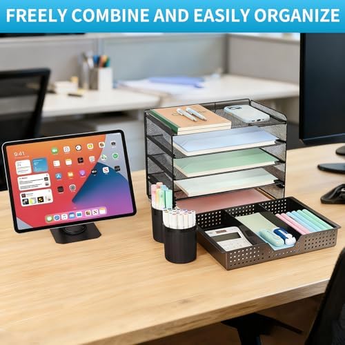 LEKETREE Desk Organizer and Accessories, 5-Tier Paper Letter Tray