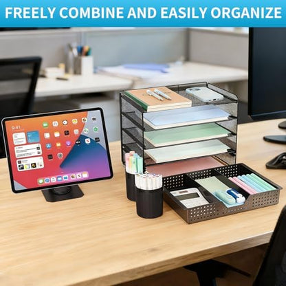 LEKETREE Desk Organizer and Accessories, 5-Tier Paper Letter Tray